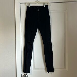 American Bazi black skinny jeans with knee holes, size 3